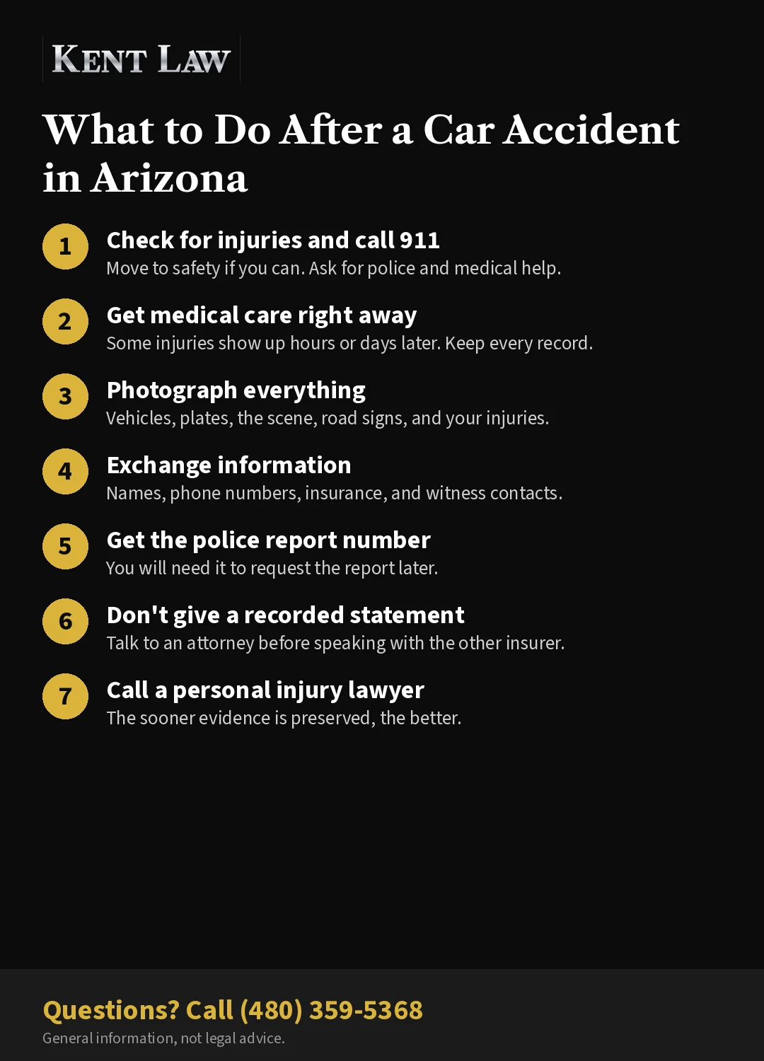 Checklist: what to do after a car accident in Arizona, from calling 911 to calling a personal injury lawyer